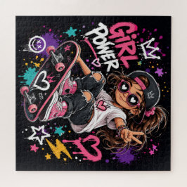 Puzzle Chica patinadora genial arte de estilo graffiti de