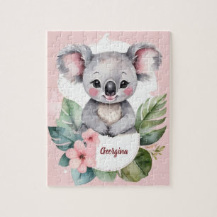 Puzzle Chica personalizado del oso de Koala rosado