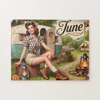 Puzzle Chica Pin-Up Retro Verano Camping de Junio