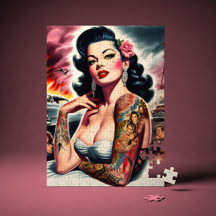 Puzzle Chica pin-up vintage tatuada
