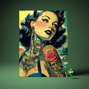 Puzzle Chica Retro Gótica Pin-up