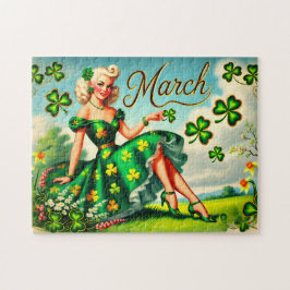 Puzzle Chica Retro Pin-Up de Marzo Día de San Patricio