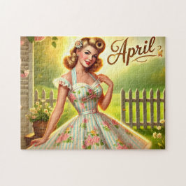 Puzzle Chica Retro Rubia de Abril Pin-Up de Primavera