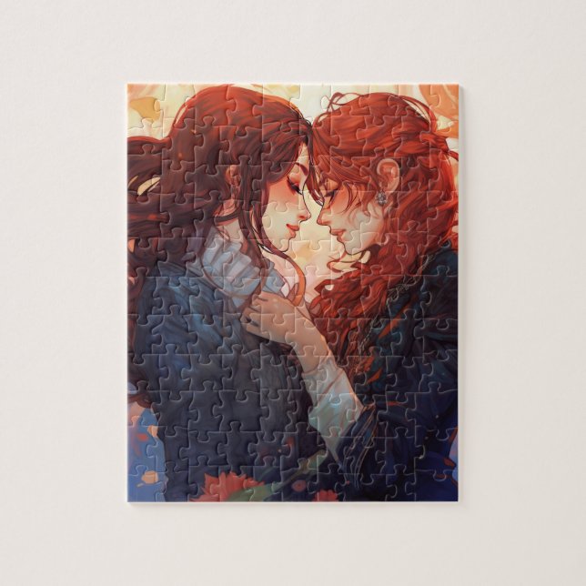 Puzzle Chica rojo Anime Lesbian Love (Vertical)