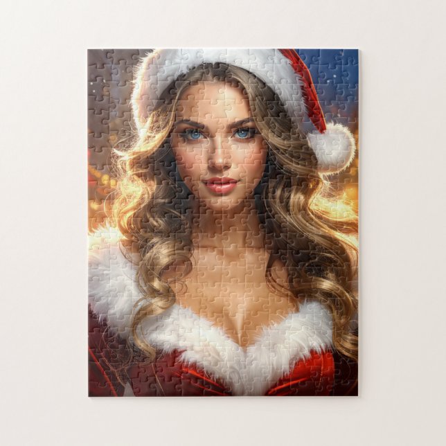 Puzzle Chica Santa de Navidad Nostálgica (Vertical)