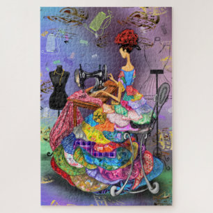 Puzzle Chica Seamstress con una colorida vestimenta - Dib