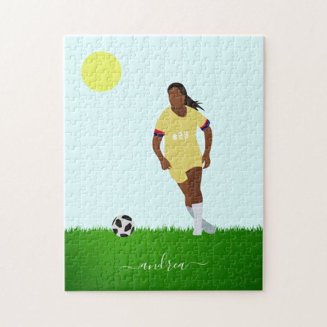 Puzzle Chica Soccer Player Ilustracion Nombre Jersey Núme (Vertical)