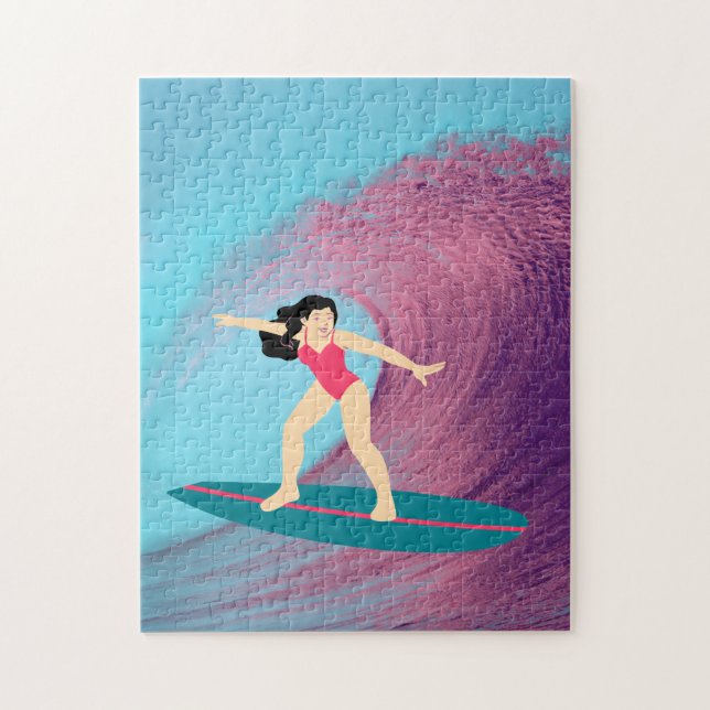 Puzzle Chica surfeando al atardecer (Vertical)