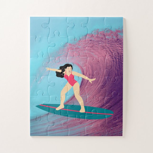 Puzzle Chica surfeando al atardecer (Vertical)