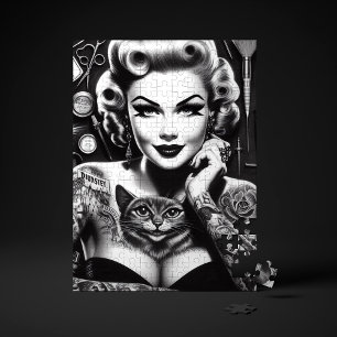 Puzzle Chica tatuada alternativa de la vieja escuela