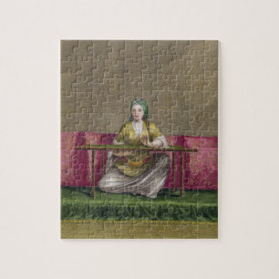 Puzzle Chica turco, bordando, siglo XVIII (engravin