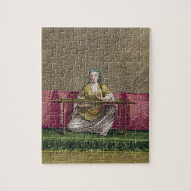 Puzzle Chica turco, bordando, siglo XVIII (engravin (Vertical)