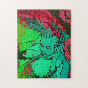 Puzzle Chica verde de la pintada