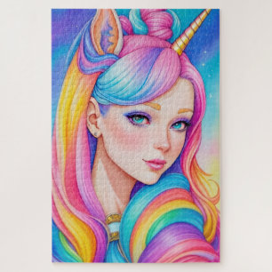 Puzzle Chica vestido como unicornio