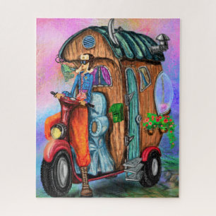 Puzzle Chica Viajero Viajero de Motohome Viaje - Pintura
