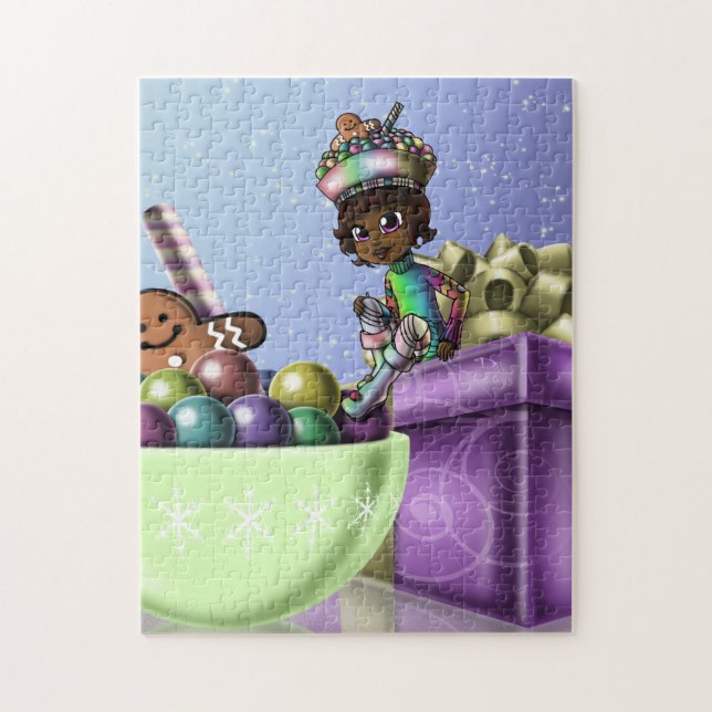 Puzzle Chica y Navidades afroamericanos Candy (Vertical)