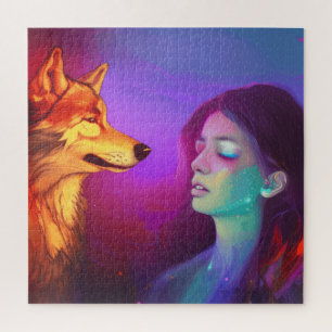 Puzzle Chica y su Wolf AI generaron arte pop de fantasía