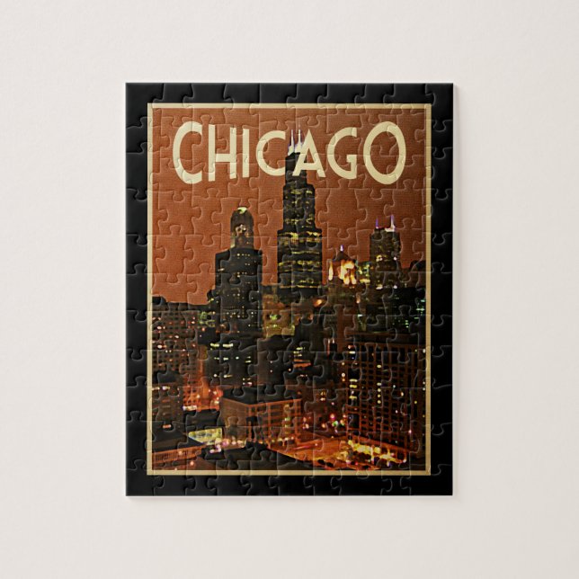 Puzzle Chicago De Noche (Vertical)