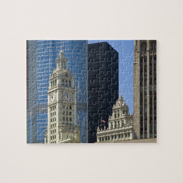 Puzzle Chicago, Edificio Wrigley con Trump Hotel & (Horizontal)