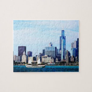 Puzzle Chicago IL - Schooner Against Chicago Skyline
