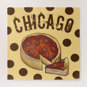 Puzzle Chicago Illinois Deep Dish Pepperoni Pizza