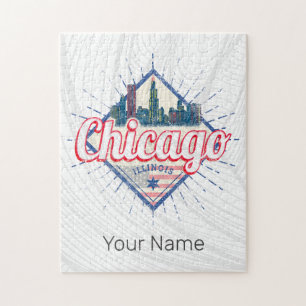 Puzzle Chicago Illinois Estados Unidos Retro Skyline USA