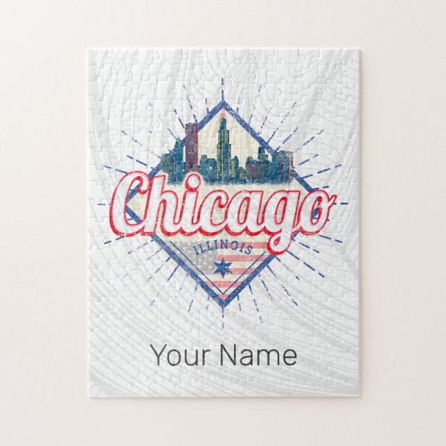 Puzzle Chicago Illinois Estados Unidos Retro Skyline USA (Vertical)
