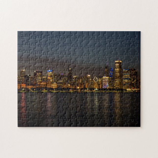 Puzzle Chicago Night Cityscape (Horizontal)