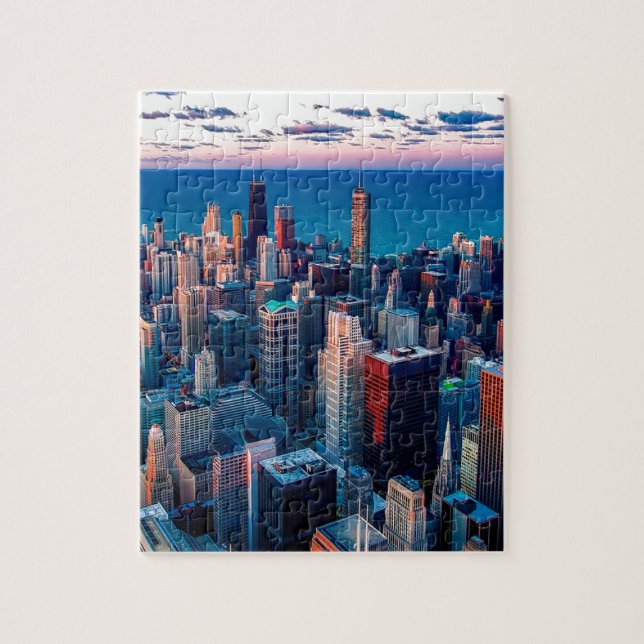 Puzzle Chicago Skyline Sundown (Vertical)