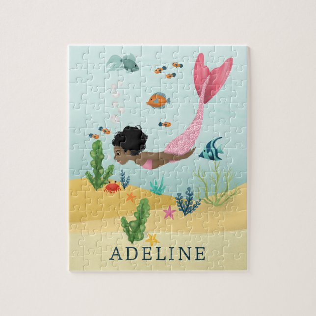 Puzzle Chicas acribillan a los niños sirenas de afro bajo (Vertical)