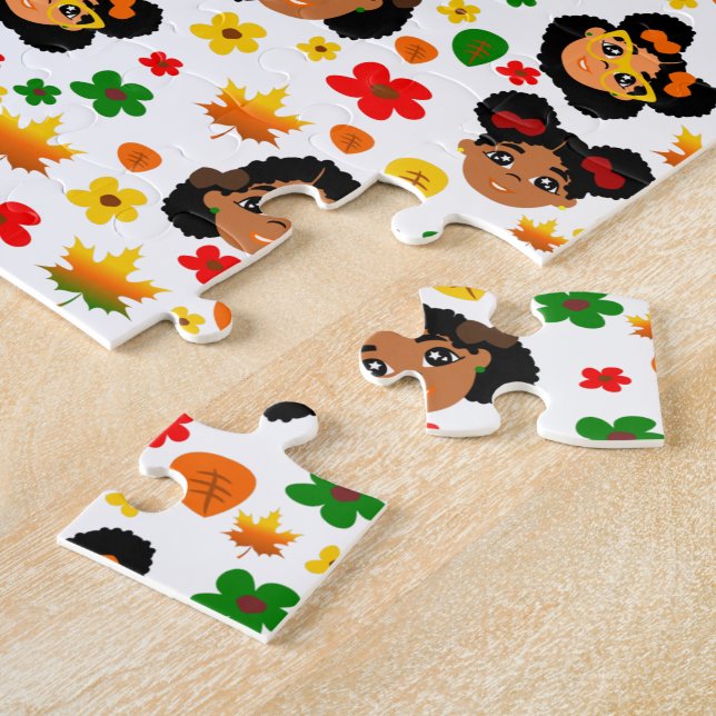 Puzzle Chicas afroamericanos caen otoño deja África (Lado)