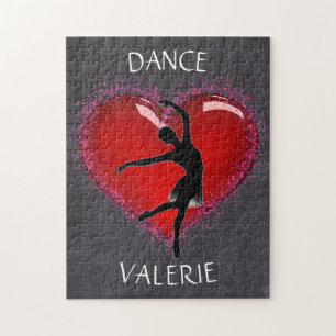 Puzzle Chicas Bailan Corazón de Pizarra con Nombre Person