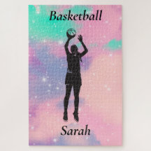 Chicas Baloncesto con Chicas de fondo de acuarela