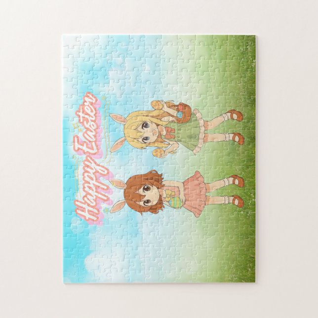 Puzzle Chicas conejos de Pascua de anime lindas (Vertical)