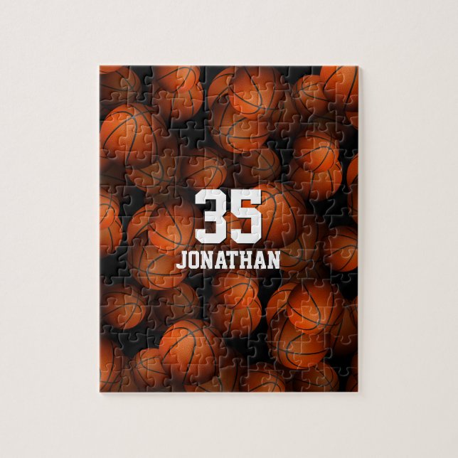 Puzzle chicas de baloncesto de niños personalizados (Vertical)