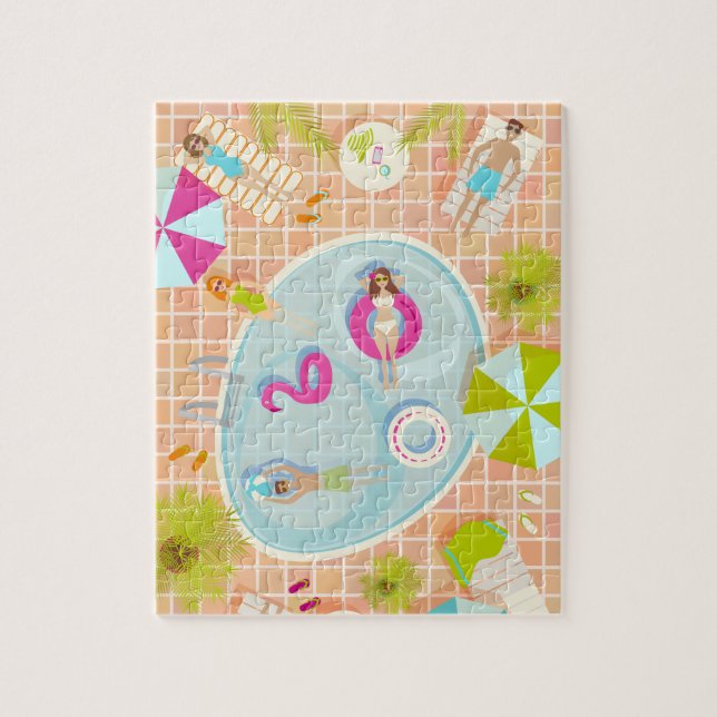 Puzzle Chicas de bikini y chicos jugando al billar (Vertical)