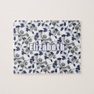 Puzzle chicas de fútbol masculino de color gris azul