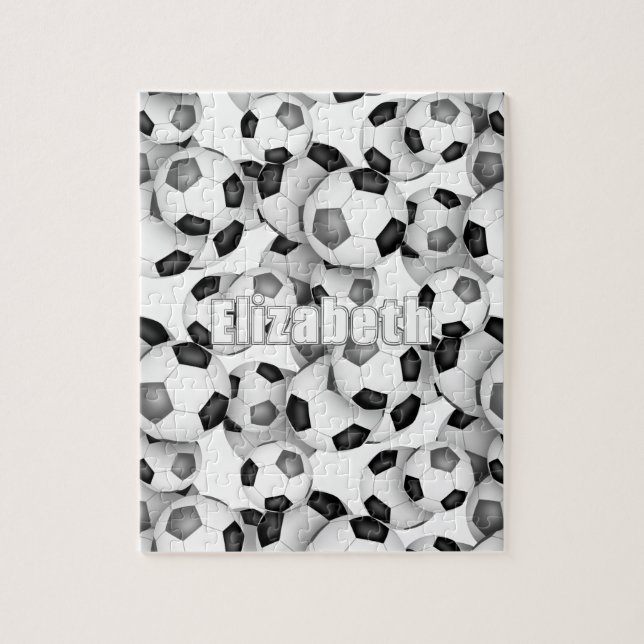 Puzzle chicas de fútbol masculino de color gris negro (Vertical)