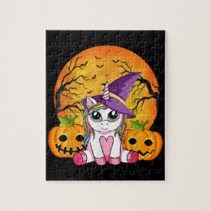 Puzzle Chicas de Halloween malhumorados unicornio Hallowe