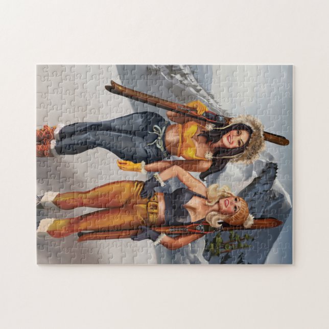 Puzzle Chicas de Pinup de bonito esquiando (Horizontal)