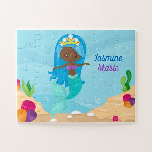 Puzzle Chicas de sirenas afroamericanos  Personalizados a (Horizontal)