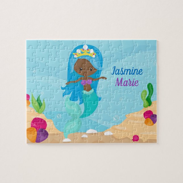 Puzzle Chicas de sirenas afroamericanos  Personalizados a (Horizontal)