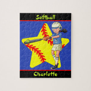 Puzzle Chicas de Softbol Star Batter Swing Personalizado