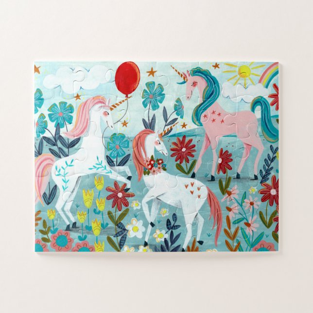 Puzzle Chicas de unicornio adorables del arco iris (Horizontal)