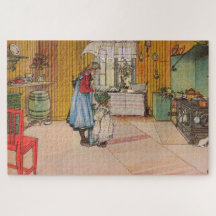 Chicas en la cocina (arte sueco clásico)