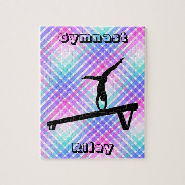 Puzzle Chicas Gimnasia Gimnasia Equilibrio Beam Pastel (Vertical)