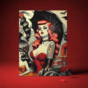 Puzzle Chicas góticas tatuadas lindas retro