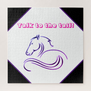 Puzzle Chicas hablan con el caballo de cola