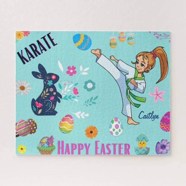Puzzle Chicas Karate Feliz Pascua Decorativa (Horizontal)