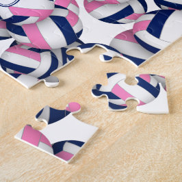 Puzzle chicas llaman patrón de voleibol azul rosa